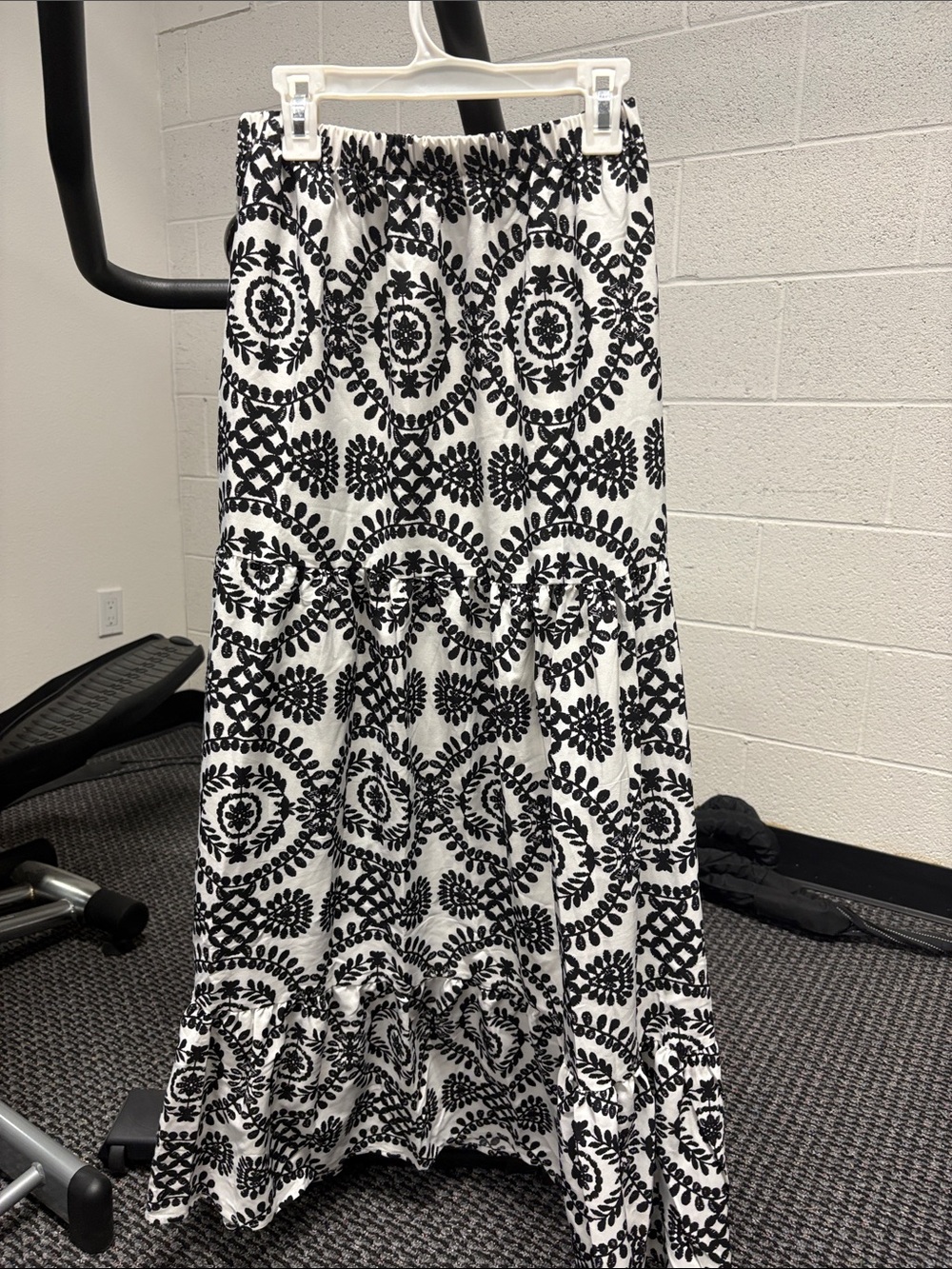 Black & White Printed Tiered Maxi Skirt